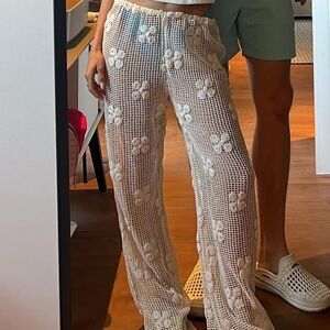 Zara FLORAL CROCHET PANTS